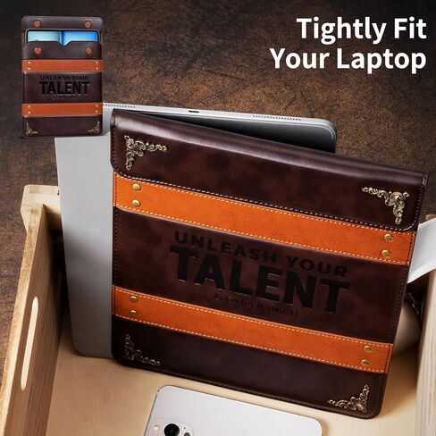 حقيبة كمبيوتر محمول 11 بوصة لجهاز MacBook Air 11 بوصة 2015/2014/2013/2012/2011/2010 حقيبة كمبيوتر جلدية أنيقة عمودية نحيفة متوافقة مع لوحة المفاتيح السحرية/لوحة المفاتيح الذكية. بني داكن in Kuwait