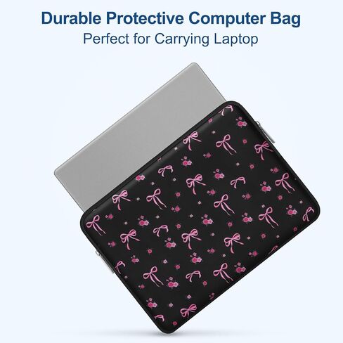 MOSISO 13.3 inch Laptop Case, 13-13.3 inch Laptop Sleeve Compatible with MacBook Air 13 13.6 M4 M3 M2 M1/Pro 13/Pro 14,HP Dell ASUS Lenovo,Neoprene Computer Sleeve Bag Cover with Small Case,Roses&Bows in Saudi Arabia