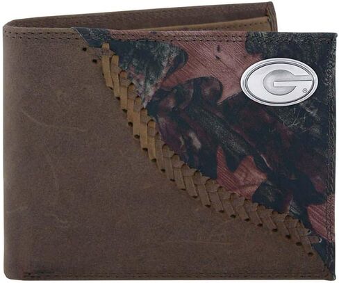 NCAA South Carolina Fighting Gamecocks Brown Wrinkle Leather Bifold Concho Wallet, One Size in Kuwait