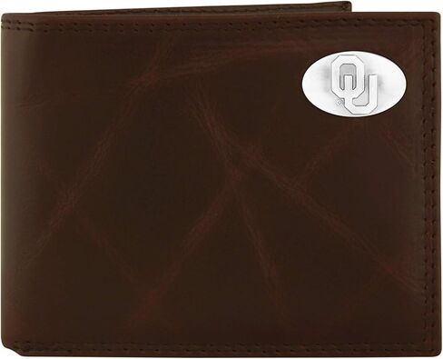 NCAA South Carolina Fighting Gamecocks Brown Wrinkle Leather Bifold Concho Wallet, One Size in Kuwait