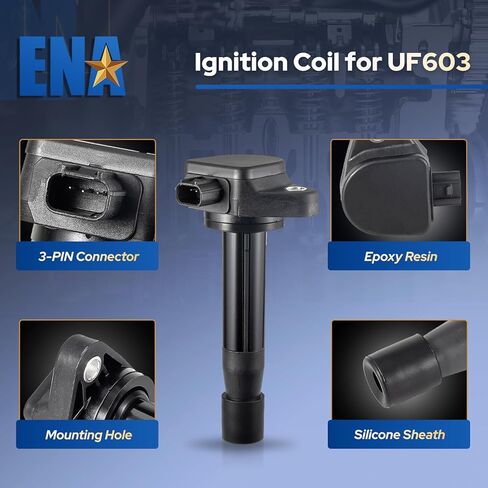 ENA UF603 Ignition Coils Pack and 97390 Platinum Spark Plug 2009-2017 Compatible with Acura Honda Accord Crosstour Odyssey RL TL TSX V6 3.5L 3.7L for 5C1722 IC727 C1665 30520R70A01 Set of 6 in Saudi Arabia