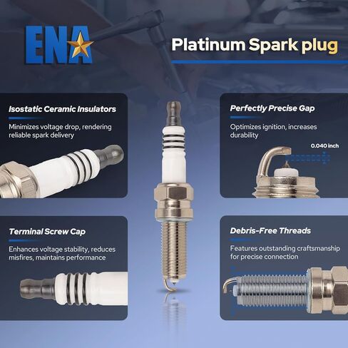 ENA UF603 Ignition Coils Pack and 97390 Platinum Spark Plug 2009-2017 Compatible with Acura Honda Accord Crosstour Odyssey RL TL TSX V6 3.5L 3.7L for 5C1722 IC727 C1665 30520R70A01 Set of 6 in Saudi Arabia
