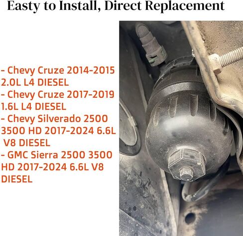غطاء مبيت فلتر الوقود الخام متوافق مع 2017-2019 Chevy/GMC 6.6L L5P Duramax Diesel 134001 2500HD 3500HD، OE #: 134001 in Saudi Arabia