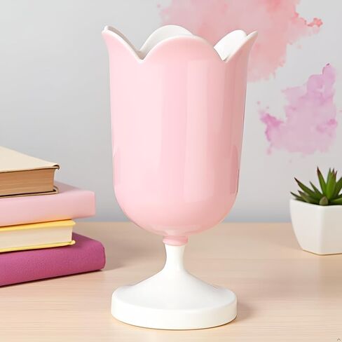 Pink Cute Tulip Pen Holder Pens Cup for Desk Pen Brush Organizer Office Stationery Supplies Home Decor Desk Supplies Holders and Dispensers,Plastic Pencil Holders in Saudi Arabia