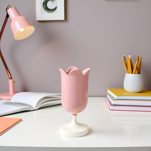 Pink Cute Tulip Pen Holder Pens Cup for Desk Pen Brush Organizer Office Stationery Supplies Home Decor Desk Supplies Holders and Dispensers,Plastic Pencil Holders in Saudi Arabia