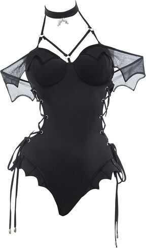 MEOWCOS Gothic Swimsuit for Women Vintage Bat Design Goth Swimsuit Bathing Suit Retro Dark Swimwear in Saudi Arabia