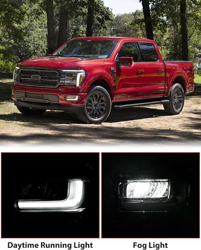 مصباح ضباب KEWISAUTO OEM مع DRL لـ 2024 2025 Ford F150، مصباح ضباب LED على الجانب الأيسر للسائق ضوء النهار للجري لـ Ford F-150 Lariat/King Ranch/Platinum 2024-2025، استبدال #RL3Z15201A in Saudi Arabia