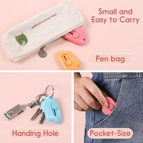قطاعة صندوق سحابية قابلة للسحب، 6 قطع صغيرة متعددة الاستخدامات وفتاحة أظرف وقطاعة ورق، فتاحة عبوات صغيرة مع فتحة سلسلة مفاتيح للمكتب والمنزل والمدرسة والقرطاسية DIY الحرف اليدوية بألوان قوس قزح in Kuwait