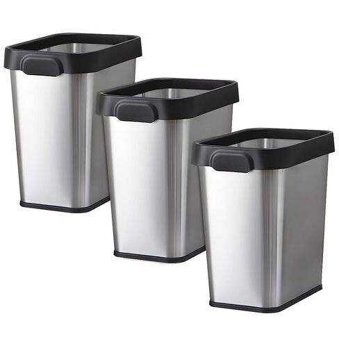 2 Pack Stainless Steel Trash Can 3 Gallon, Open Top Trash Can, 8" x 11" x 13", Rectangle Trash Can Kitchen - Slim and Narrow, Small Trash Can No Lid for Kitchen, Bathroom, Living Room, Office in Kuwait