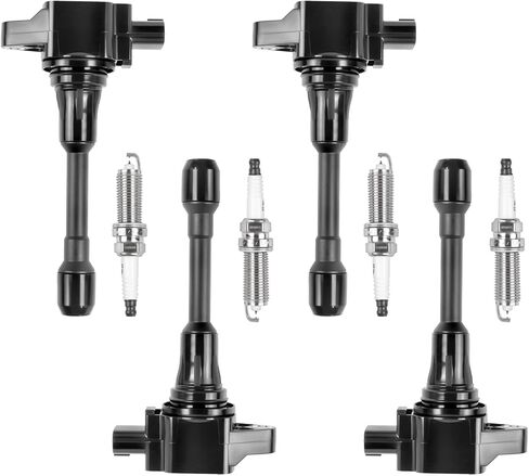 Ignition Coil pack UF549 and Iridium Spark Plug 9029 Set of 4 Compatible with Sentra Altima Versa Rogue Cube Urvan Frontier March NP300 QX60 Q70 FX50 M56 in Kuwait