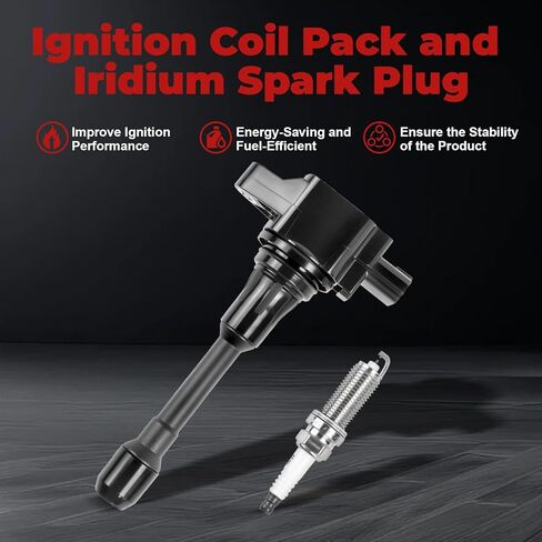 Ignition Coil pack UF549 and Iridium Spark Plug 9029 Set of 4 Compatible with Sentra Altima Versa Rogue Cube Urvan Frontier March NP300 QX60 Q70 FX50 M56 in Kuwait