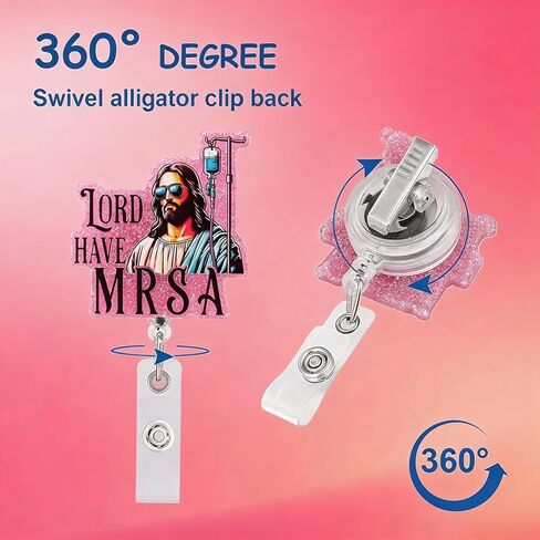 Funny Nurse Badge Reel “Lord Have MRSA" Cute Retractable ID Holder with Alligator Clip for Nurses & Healthcare Workers in Saudi Arabia