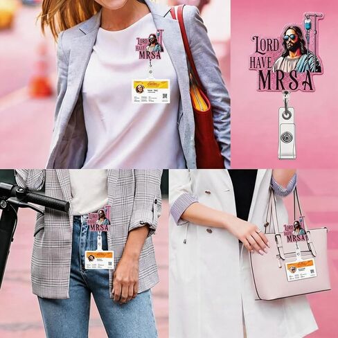 Funny Nurse Badge Reel “Lord Have MRSA" Cute Retractable ID Holder with Alligator Clip for Nurses & Healthcare Workers in Saudi Arabia