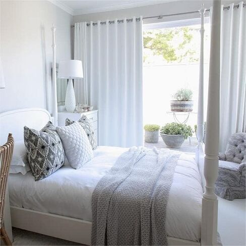 Jubilantex ستائر تعتيم من الكتان الأبيض النقي بطول 63 بوصة لغرفة النوم، نافذة صغيرة للمزرعة، ستائر نافذة تعتيم كاملة لتوفير الطاقة لغرفة المعيشة، حلقة معدنية علوية 54 بوصة × 63 بوصة 2 لوح in Kuwait