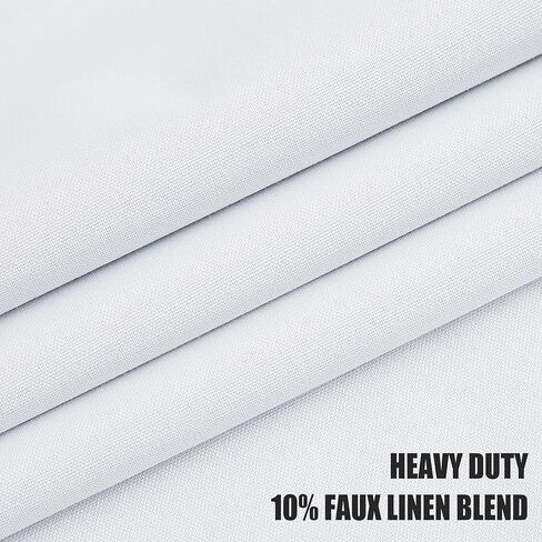 Jubilantex ستائر تعتيم من الكتان الأبيض النقي بطول 63 بوصة لغرفة النوم، نافذة صغيرة للمزرعة، ستائر نافذة تعتيم كاملة لتوفير الطاقة لغرفة المعيشة، حلقة معدنية علوية 54 بوصة × 63 بوصة 2 لوح in Kuwait