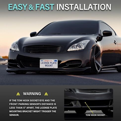 حامل دعامة تثبيت على المصد الأمامي بدون حفر متوافق مع Nissan 370Z Juke Rogue Infiniti FX JX QX G37 Q60 إطار لوحة الترخيص الأمامي ملحقات تركيب لوحة الترخيص الأمامية in Kuwait