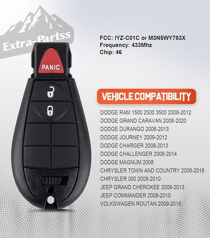 مفتاح بعيد فوب لاستبدال دودج IYZ-C01C أو M3N5WY783X يناسب Ram 1500 2500 3500 2008 2009 2010 2011 2012 in Kuwait