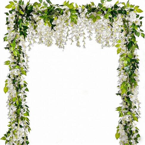 5 Pcs Purple Wisteria Garland Artificial Flower Arch Floral Garland Decor Fake Hanging Flowers for Wedding Arch in Kuwait