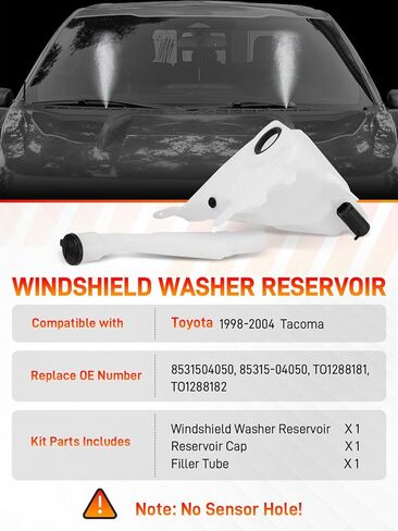 8531504050 Windshield Washer Reservoir with Cap Without Sensor Hole in Bottom Compatible with Toyota Tacoma 1998-2004, Washer Tank Replaces# TO1288181 TO1288182 85315-04050 in Kuwait