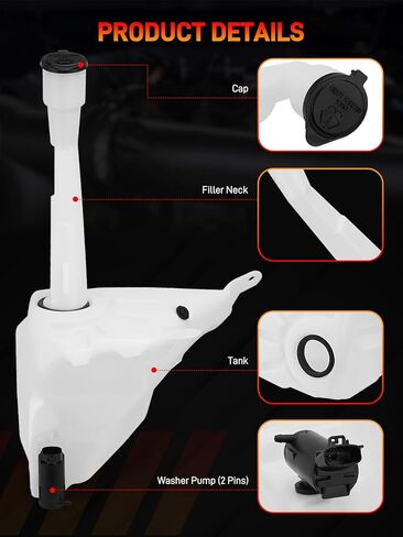 8531504050 Windshield Washer Reservoir with Cap Without Sensor Hole in Bottom Compatible with Toyota Tacoma 1998-2004, Washer Tank Replaces# TO1288181 TO1288182 85315-04050 in Kuwait