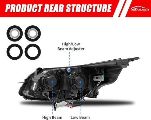 Headlight Assembly for Chevy Malibu 2013 2014 2015 fit 2016 Malibu Limited 4-Door Headlamp Replacement Left and Right - Chrome Housing in Saudi Arabia
