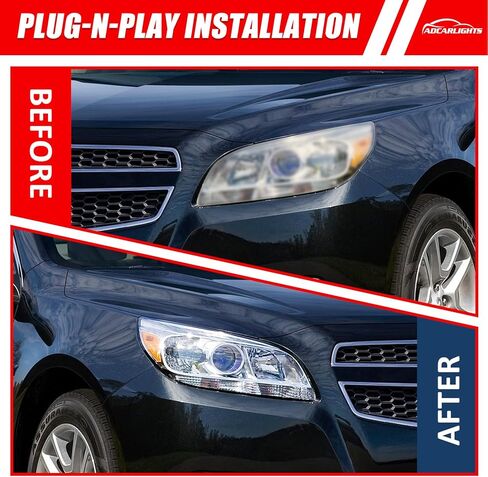 Headlight Assembly for Chevy Malibu 2013 2014 2015 fit 2016 Malibu Limited 4-Door Headlamp Replacement Left and Right - Chrome Housing in Saudi Arabia