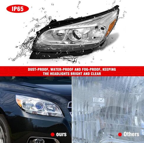 Headlight Assembly for Chevy Malibu 2013 2014 2015 fit 2016 Malibu Limited 4-Door Headlamp Replacement Left and Right - Chrome Housing in Saudi Arabia