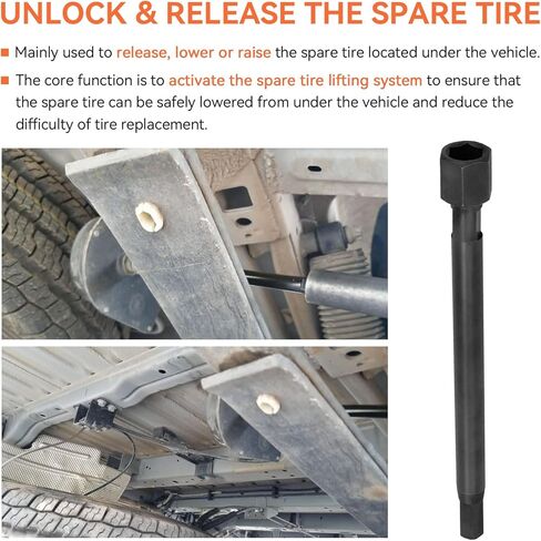 شريط تحرير الإطارات الاحتياطية متوافق مع دودج رام بروماستر 1500 2500 3500 فان جاك، أداة شريط تحرير العجلة الاحتياطية لتأمين وإطلاق الإطار الاحتياطي، أسود (قطعة واحدة) in Kuwait