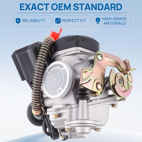 GY6 50cc المكربن ​​متوافق مع 49CC 4-السكتة الدماغية 50CC Taotao Go Kart Scooter ATVS Quads Moped استبدال لمحركات PD18J 139QMB 139QMA Carb مع مشعب السحب وفلتر الهواء in Kuwait