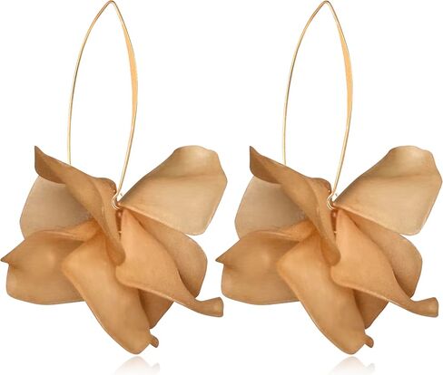 Exaggerated Bohemian Resin Rose Flower Petal Dangle Drop Earrings Long Acrylic Tiered Floral Tassel Earring for Women in Saudi Arabia