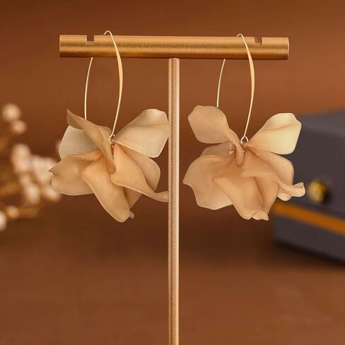 Exaggerated Bohemian Resin Rose Flower Petal Dangle Drop Earrings Long Acrylic Tiered Floral Tassel Earring for Women in Saudi Arabia