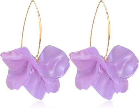 Exaggerated Bohemian Resin Rose Flower Petal Dangle Drop Earrings Long Acrylic Tiered Floral Tassel Earring for Women in Saudi Arabia