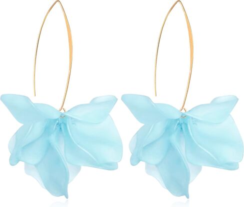 Exaggerated Bohemian Resin Rose Flower Petal Dangle Drop Earrings Long Acrylic Tiered Floral Tassel Earring for Women in Saudi Arabia