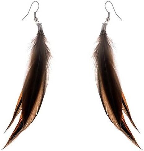 Lureme Bohemian Style Brown Feathers Dangle Earrings (02004756) (Brown) in Saudi Arabia