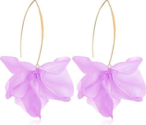 Exaggerated Bohemian Resin Rose Flower Petal Dangle Drop Earrings Long Acrylic Tiered Floral Tassel Earring for Women in Saudi Arabia