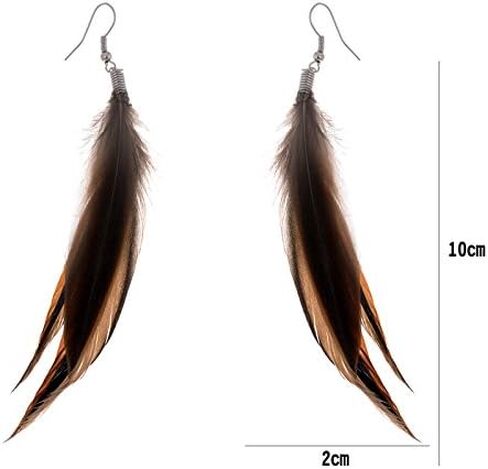 Lureme Bohemian Style Brown Feathers Dangle Earrings (02004756) (Brown) in Saudi Arabia