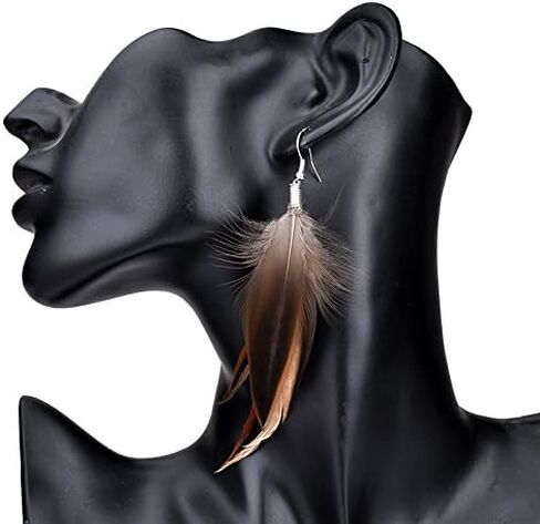Lureme Bohemian Style Brown Feathers Dangle Earrings (02004756) (Brown) in Saudi Arabia