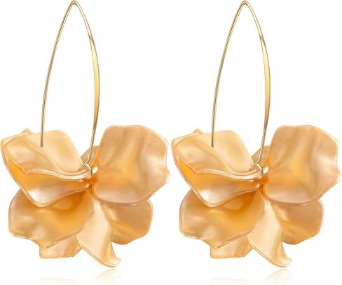 Exaggerated Bohemian Resin Rose Flower Petal Dangle Drop Earrings Long Acrylic Tiered Floral Tassel Earring for Women in Saudi Arabia