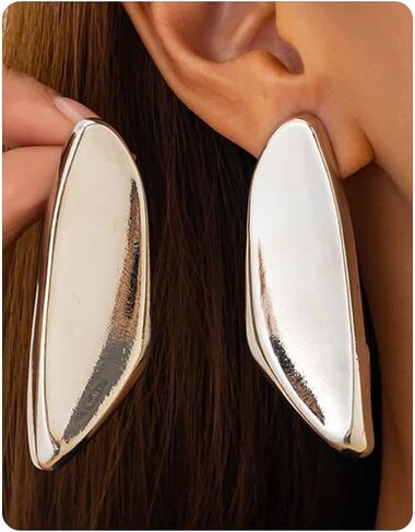 Chunky Gold Statement Earrings for Women Irregular Geometric Dangle Earring Large Abstract Drop Earrings Minimalist Jewelry Accessories Gifts in Kuwait