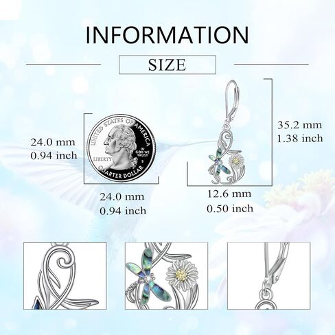 Hummingbird/Butterfly/Dragonfly Earrings Sterling Silver Flower Daisy Dangle Earrings Hummingbird Jewelry Gifts for Women in Saudi Arabia