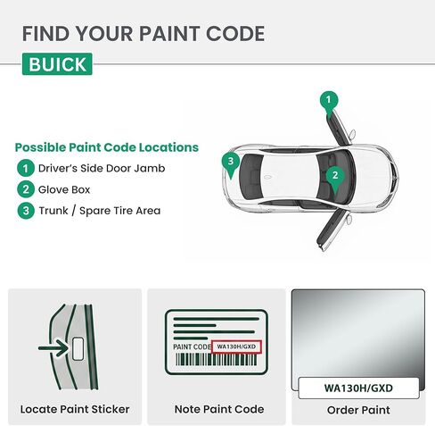 ERA Paints - WA130H/GXD - Sharkskin Metallic for BUICK Exact OEM Color Match Automotive Touch Up Paint for Cars - Scratch & Chip Repair for Metal & Plastic - Premium Kit - Made in USA in Kuwait