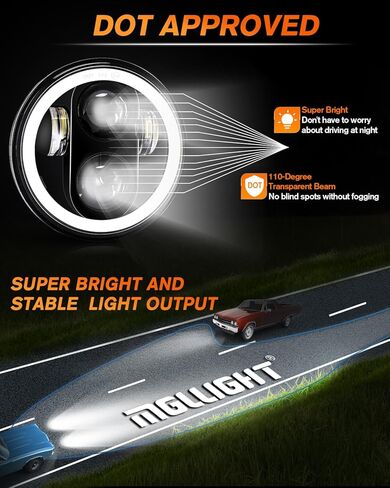 مصباح أمامي LED 5 3/4 5.75 بوصة مع مصباح أمامي Amber Halo DRL LED لجهاز عرض مختوم متوافق مع Kenworth W900 Challenger Gran Torino P-eterbilt 352 (4 قطع) in Kuwait