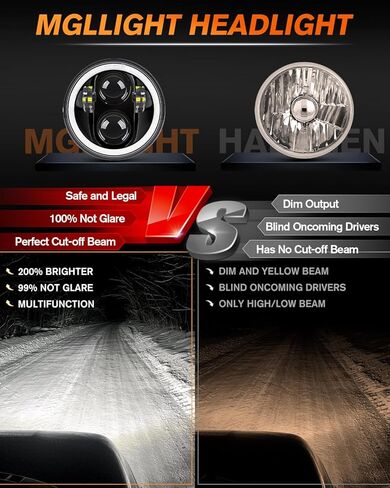 مصباح أمامي LED 5 3/4 5.75 بوصة مع مصباح أمامي Amber Halo DRL LED لجهاز عرض مختوم متوافق مع Kenworth W900 Challenger Gran Torino P-eterbilt 352 (4 قطع) in Kuwait