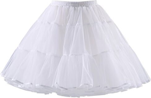NOLORIA Short Medium-High Volume A-Line Puffy Lolita Petticoat with Bound Hem, 17.7" Lightweight Hoopless Crinoline Underskirt with Cotton Lining White in Saudi Arabia