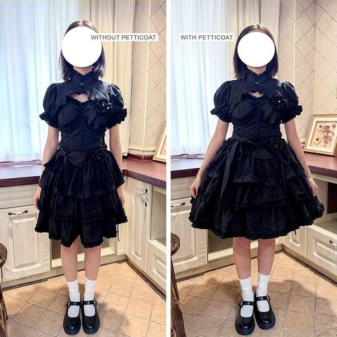 NOLORIA Short Medium-High Volume A-Line Puffy Lolita Petticoat with Bound Hem, 17.7" Lightweight Hoopless Crinoline Underskirt with Cotton Lining White in Saudi Arabia