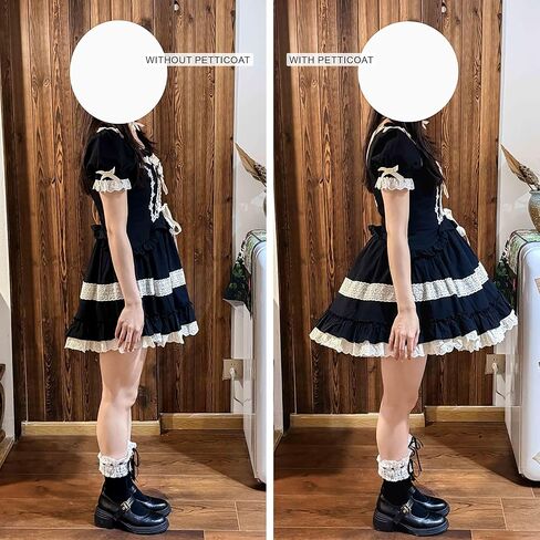 NOLORIA Short Medium-High Volume A-Line Puffy Lolita Petticoat with Bound Hem, 17.7" Lightweight Hoopless Crinoline Underskirt with Cotton Lining White in Saudi Arabia