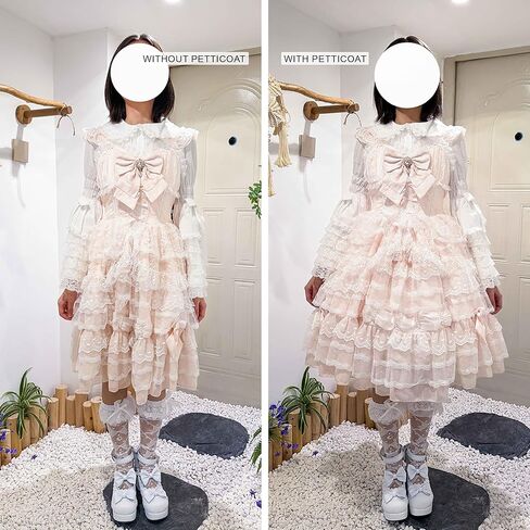 NOLORIA Short Medium-High Volume A-Line Puffy Lolita Petticoat with Bound Hem, 17.7" Lightweight Hoopless Crinoline Underskirt with Cotton Lining White in Saudi Arabia