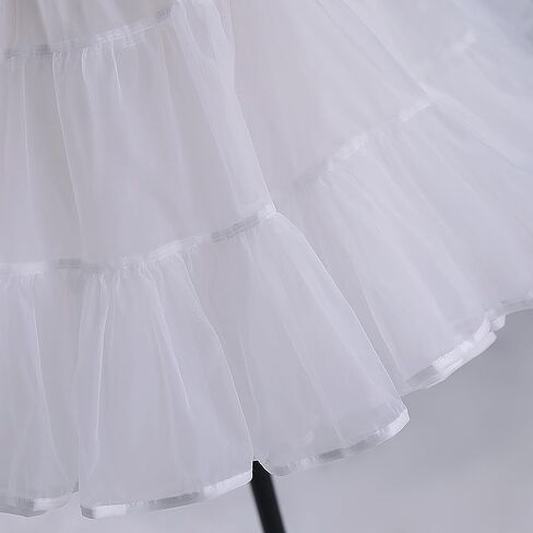 NOLORIA Short Medium-High Volume A-Line Puffy Lolita Petticoat with Bound Hem, 17.7" Lightweight Hoopless Crinoline Underskirt with Cotton Lining White in Saudi Arabia