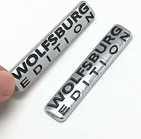 2Pc Wolfsburg Edition Emblem Car Trunk Rear Badge Fender Decal Sticker Fit for Universal Cars (Black Chrome) in Kuwait
