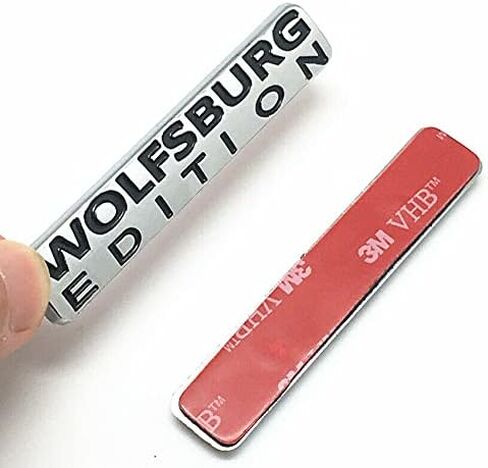 2Pc Wolfsburg Edition Emblem Car Trunk Rear Badge Fender Decal Sticker Fit for Universal Cars (Black Chrome) in Kuwait